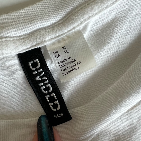 H&M White Cropped Baby Tee T-shirt with bow tie and Solar Tarot style Print - Picture 5 of 8